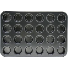 24 Gözlü Metal Muffin Kek Kalıbı Siyah