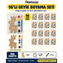 Wesank Objehouse Geyik Boyama Seti 16'lı, 6 Renk Boya ve Fırça, Etkinlik Paketi