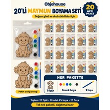 Wesank Objehouse Maymun Boyama Seti 20'li, 6 Renk Boya ve Fırça, Etkinlik Paketi