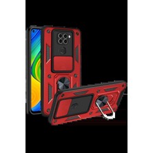 SS Home Concept Xiaomi Redmi Note 9 4g Kılıf Pars Lens Yüzüklü Silikon - Kırmızı