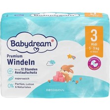 4 Adet Babydream Bebek Bezi Premium 3 Beden 43'lü
