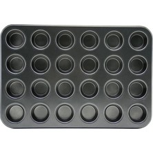 SS Home Concept 24 Gözlü Metal - Siyah Düz Muffin - Kek Kalıp
