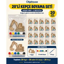 Wesank Objehouse Kepçe Boyama Seti 20'li, 6 Renk Boya ve Fırça, Etkinlik Paketi