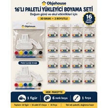 Wesank Objehouse Paletli Yükleyici Boyama Seti 16'lı, 6 Renk Boya ve Fırça, Etkinlik Paketi