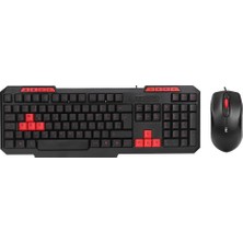SS Home Concept USB Kablolu Klavye - Mouse Set Kırmızı Tuşlu Q Klavye 1600DPI Mouse