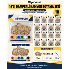 Wesank Objehouse Damperli Kamyon Boyama Seti 16'lı, 6 Renk Boya ve Fırça, Etkinlik Paketi