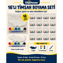 Wesank Objehouse Timsah Boyama Seti 16'lı, 6 Renk Boya ve Fırça, Etkinlik Paketi