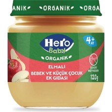 4 Adet Hero Baby Organik Elma Şeftali Püresi Kavanoz Mama 120 gr