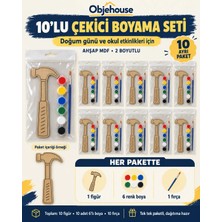 Wesank Objehouse Çekiç Boyama Seti 10'lu, 6 Renk Boya ve Fırça, Etkinlik Paketi