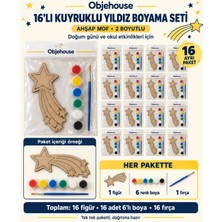 Wesank Objehouse Kuyruklu Yıldız Boyama Seti 16'lı, 6 Renk Boya ve Fırça, Etkinlik Paketi
