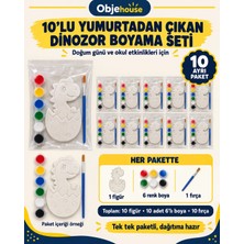 Wesank Objehouse Yumurtadan Çıkan Dinozor Boyama Seti 10'lu, 6 Renk Boya ve Fırça, Etkinlik Paketi