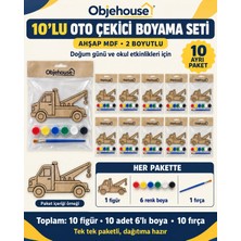 Wesank Objehouse Oto Çekici Boyama Seti 10'lu, 6 Renk Boya ve Fırça, Etkinlik Paketi