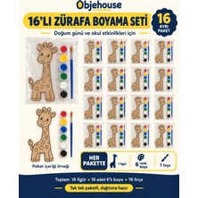 Wesank Objehouse Zürafa Boyama Seti 16'lı, 6 Renk Boya ve Fırça, Etkinlik Paketi