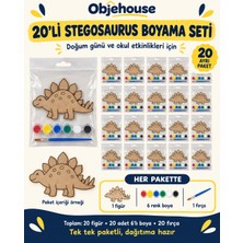 Wesank Objehouse Stegosaurus Boyama Seti 20'li, 6 Renk Boya ve Fırça, Etkinlik Paketi