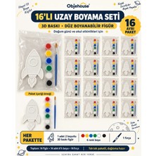 Wesank Objehouse Uzay Roketi Boyama Seti 16'lı, 6 Renk Boya ve Fırça, Etkinlik Paketi