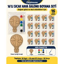 Wesank Objehouse Sıcak Hava Balonu Boyama Seti 16'lı, 6 Renk Boya ve Fırça, Etkinlik Paketi
