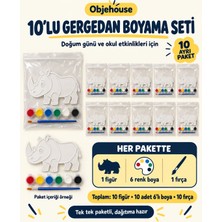 Wesank Objehouse Gergedan Boyama Seti 10'lu, 6 Renk Boya ve Fırça, Etkinlik Paketi