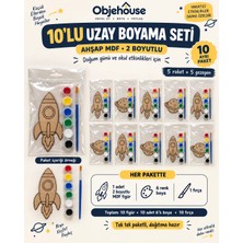 Wesank Objehouse Uzay Roketi Boyama Seti 10'lu, 6 Renk Boya ve Fırça, Etkinlik Paketi
