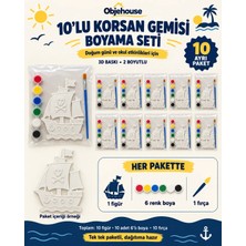 Wesank Objehouse Korsan Gemisi Boyama Seti 10'lu, 6 Renk Boya ve Fırça, Etkinlik Paketi