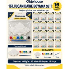 Wesank Objehouse Uçan Daire Boyama Seti 16'lı, 6 Renk Boya ve Fırça, Etkinlik Paketi