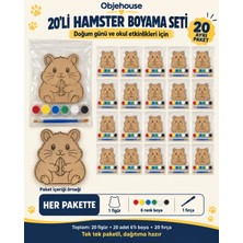Wesank Objehouse Hamster Boyama Seti 20'li, 6 Renk Boya ve Fırça, Etkinlik Paketi