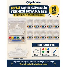 Wesank Objehouse Sahil Güvenlik Teknesi Boyama Seti 10'lu, 6 Renk Boya ve Fırça, Etkinlik Paketi