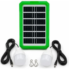 SS Home Concept 6V 3.5W Solar Panel Sistemli Taşınabilir Aydınlatma Seti – 2 LED Ampullü Kamp Lambası