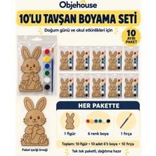 Wesank Objehouse Tavşan Boyama Seti 10'lu, 6 Renk Boya ve Fırça, Etkinlik Paketi