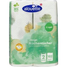 4 Adet Alouette Kağıt Havlu Motifli 3 Katlı 2 Rulo 102 Yaprak