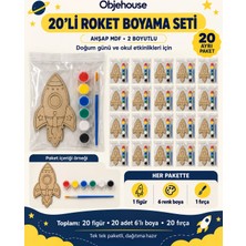 Wesank Objehouse Roket Boyama Seti 20'li, 6 Renk Boya ve Fırça, Etkinlik Paketi