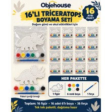 Wesank Objehouse Triceratops Boyama Seti 16'lı, 6 Renk Boya ve Fırça, Etkinlik Paketi