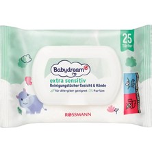 3 Adet Babydream Bebek Islak Mendil Çok Hassas Cilt, Yüz ve Ellere Özel, Aloe Veralı 25'li