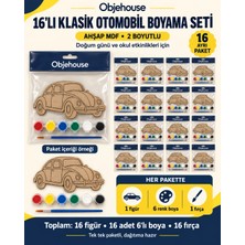 Wesank Objehouse Klasik Otomobil Boyama Seti 16'lı, 6 Renk Boya ve Fırça, Etkinlik Paketi