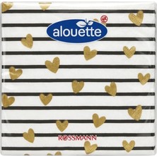 Alouette Bahar Kokteyl Peçete 26 Altın Kalp 20'lı