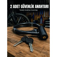 SS Home Concept 12 mm Çelik Halat Bisiklet Kilidi 80 cm Anahtarlı Güvenlik Kilidi Pvc Kaplamalı Scooter ve Elektrikli Bisiklet Uyumlu