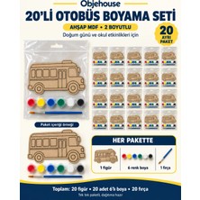 Wesank Objehouse Otobüs Boyama Seti 20'li, 6 Renk Boya ve Fırça, Etkinlik Paketi