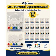 Wesank Objehouse Pervaneli Uçak Boyama Seti 20'li, 6 Renk Boya ve Fırça, Etkinlik Paketi