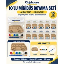 Wesank Objehouse Minibüs Boyama Seti 10'lu, 6 Renk Boya ve Fırça, Etkinlik Paketi