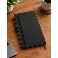 Beyra Decor Siyah Sert Kapak Ajanda Defter 20X13 cm 81 Yaprak Çizgili Kalın Kapaklı Lastikli Günlük Not Defteri