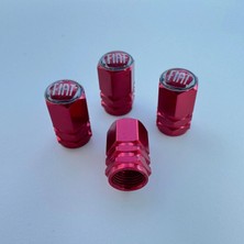 Aksefuar Lazer Fiat Grubu ile Uyumlu Alüminyum Altıgen Sibop Kapak Seti (Kırmızı) - Ithal Sibop Kapağı (4lü Set)