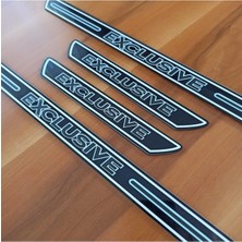 Aksefuar Lazer Tüm Araçlara Uyumlu Exclusive Yazılı Siyah Pleksi Kapı Eşiği (Ön Arka 4lü Set)