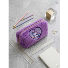 Seyfi Kırtasiye Peluş Kalem Kutusu Kalemlik Kalem Çantası 6X10X19 cm Orta Boy Mor Unic
