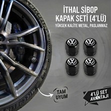Aksefuar Lazer Volkswagen Grubu ile Uyumlu Alüminyum Altıgen Sibop Kapak Seti (Siyah) - Ithal Sibop Kapağı (4lü Set)