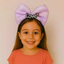 SS Home Concept LED Işıklı Love Yazılı Mor Fiyonk Taç – Kız Çocuk Parti Tacı