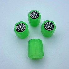 Aksefuar Lazer Volkswagen Grubu ile Uyumlu Gece Parlayan Fosforlu Sibop Kapak Seti Yeşil (4lü Set)