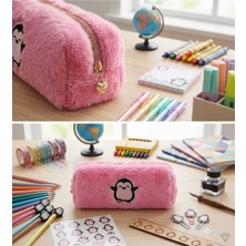 Seyfi Kırtasiye Peluş Kalem Kutusu Kalemlik Kalem Çantası 6X10X19 cm Orta Boy Koyu Pembe Panda