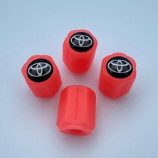Aksefuar Lazer Toyotta Grubu ile Uyumlu Gece Parlayan Fosforlu Sibop Kapak Seti Kırmızı (4lü Set)