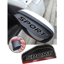 Aksefuar Lazer Universal Carbon Sport Yazılı Araba Ayna Yağmur Koruyucu Rüzgarlık - Tüm Araçlara Uyumlu Oto Araç Esnek Ayna Siperlik