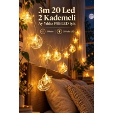 3m 20 LED 2 Kademeli Ay Yıldız Pilli LED Işık