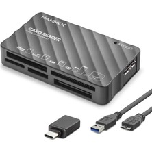 İlkyaz Fashion USB Type-C 3.1 Gen1 All In One Kart Okuyucu Cf Sd Microsd Ms Xd 5 Gbps Siyah HDX7064